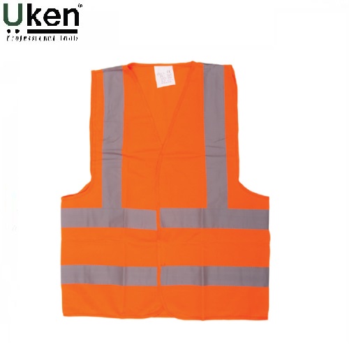 UKEN SAFETY JACKET ORANGE MESH WITH 2″ REFLECTOR