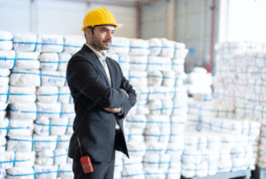 Warehouse supervisor in hard hat